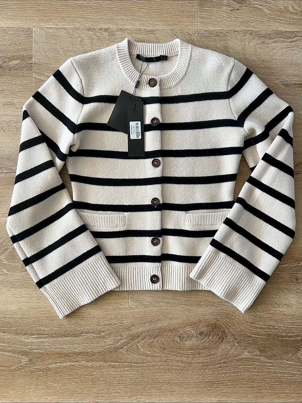 Jenni Kayne Striped Cardigan in Cream & Black NWT